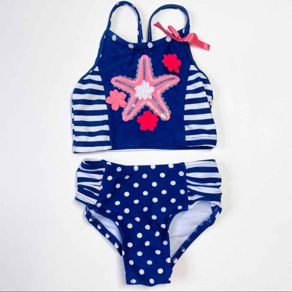2/$20 Flapdoodles Starfish Baby Bikini 18M Navy